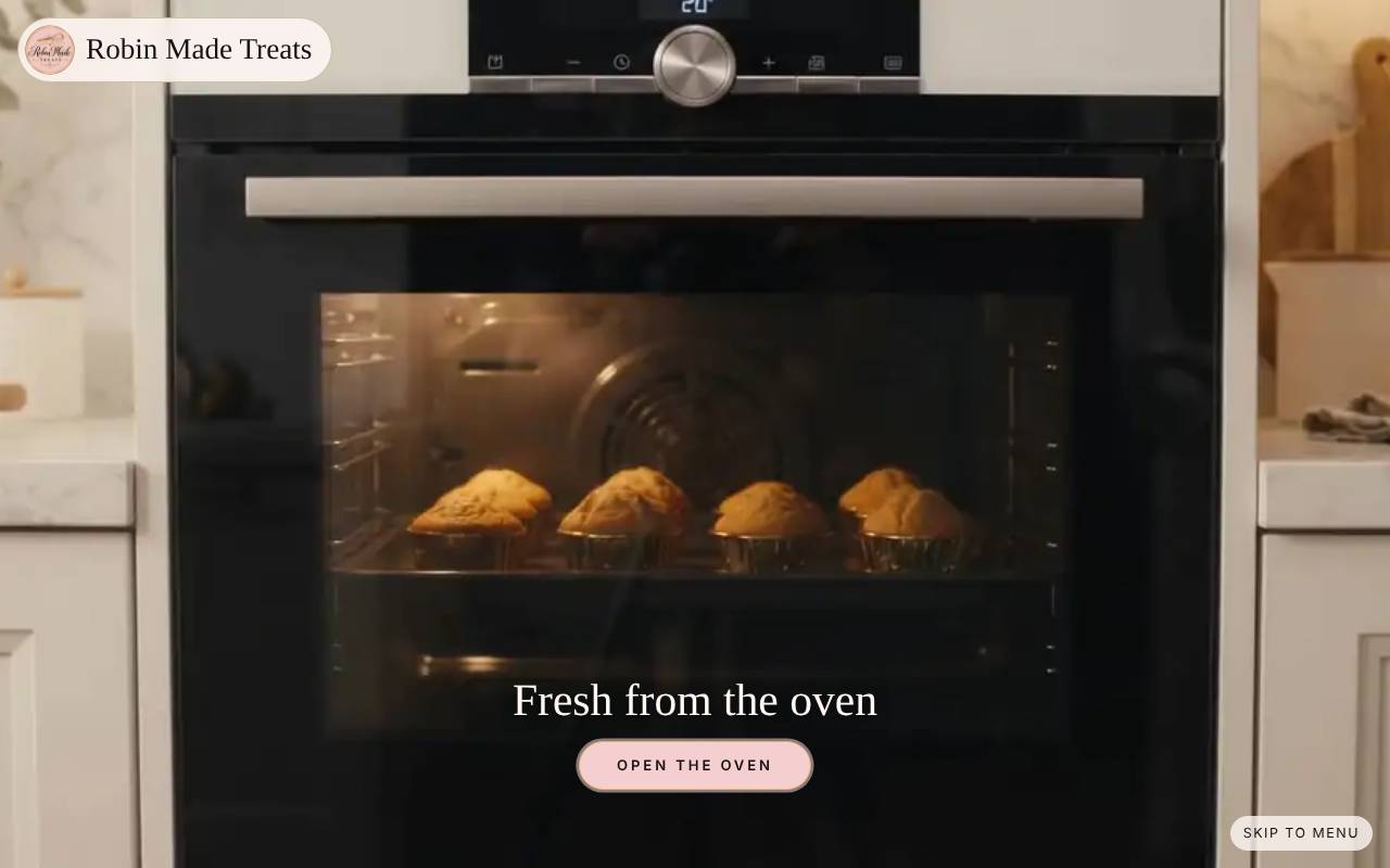 Robin Made Treats site with a real oven up close